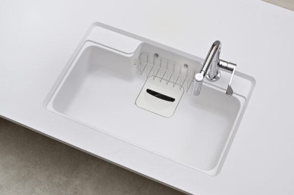 Chậu rửa chén Yoshimoto đá cẩm thạch, 7.4kg, 1 hố, gắn âm hoặc dương, chịu tải 200kg, kèm phụ kiện - Ảnh 6