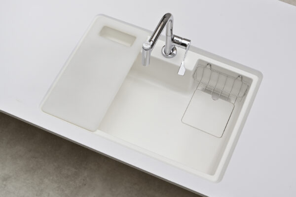 Chậu rửa chén Yoshimoto đá cẩm thạch, 8.3kg, 1 hố, gắn âm hoặc dương, chịu tải 200kg, kèm phụ kiện - Ảnh 9