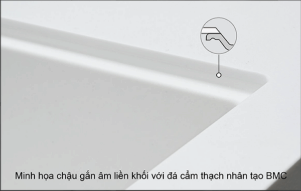 Chậu rửa chén Yoshimoto đá cẩm thạch nhân tạo,11.7kg, 1 hố, gắn âm hoặc dương, chịu tải 200kg, kèm phụ kiện - Ảnh 2