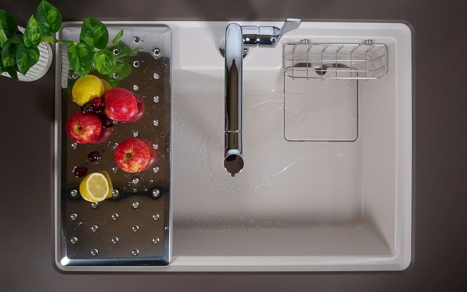 Chậu rửa bát 1 hố Yoshimoto 80 cm, đá cẩm thạch, nhập khẩu Nhật Bản - HS800 - Ảnh 4