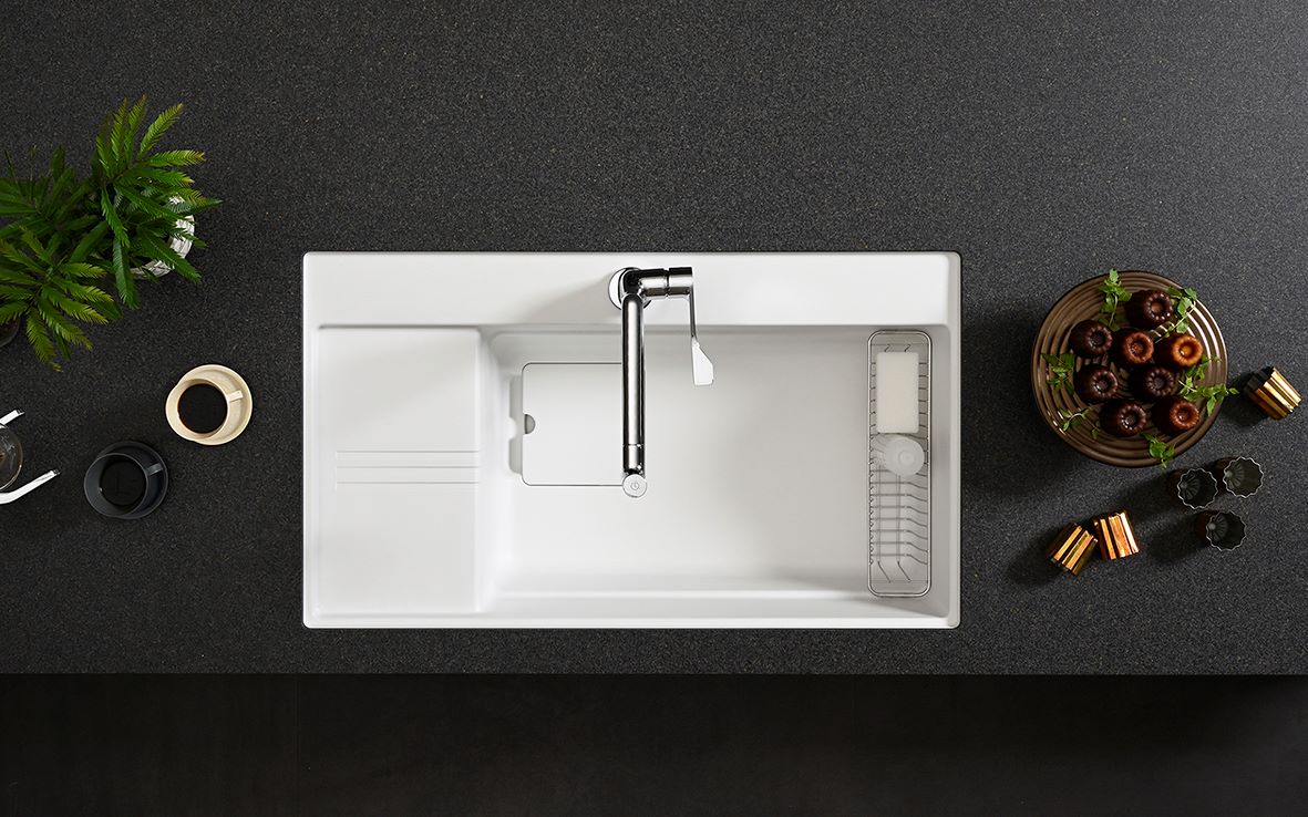 Chậu rửa bát 1 hố Yoshimoto 90 cm, đá cẩm thạch, nhập khẩu Nhật Bản - HS950