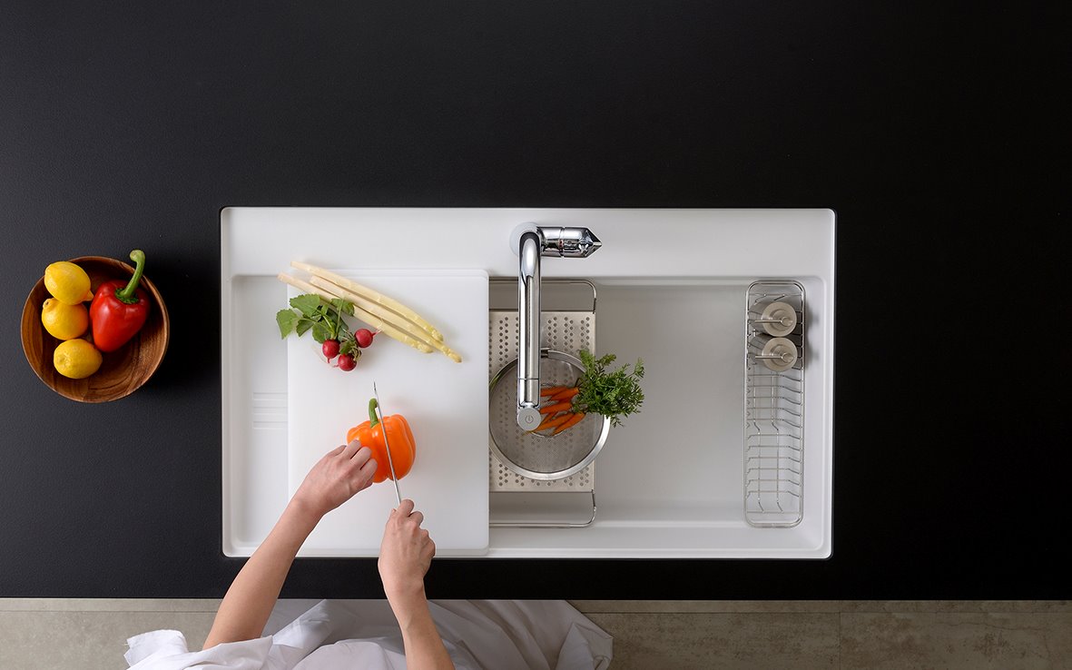 Chậu rửa bát 1 hố Yoshimoto 90 cm, đá cẩm thạch, nhập khẩu Nhật Bản - HS950 - Ảnh 3