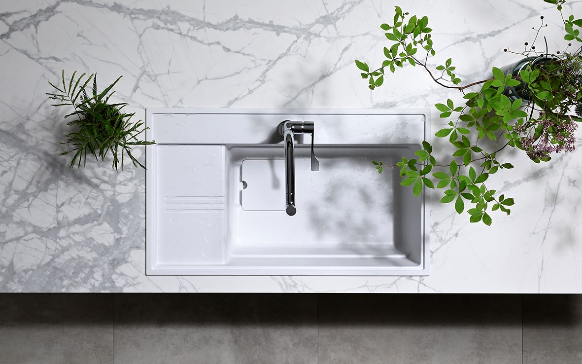 Chậu rửa bát 1 hố Yoshimoto 90 cm, đá cẩm thạch, nhập khẩu Nhật Bản - HS950 - Ảnh 5