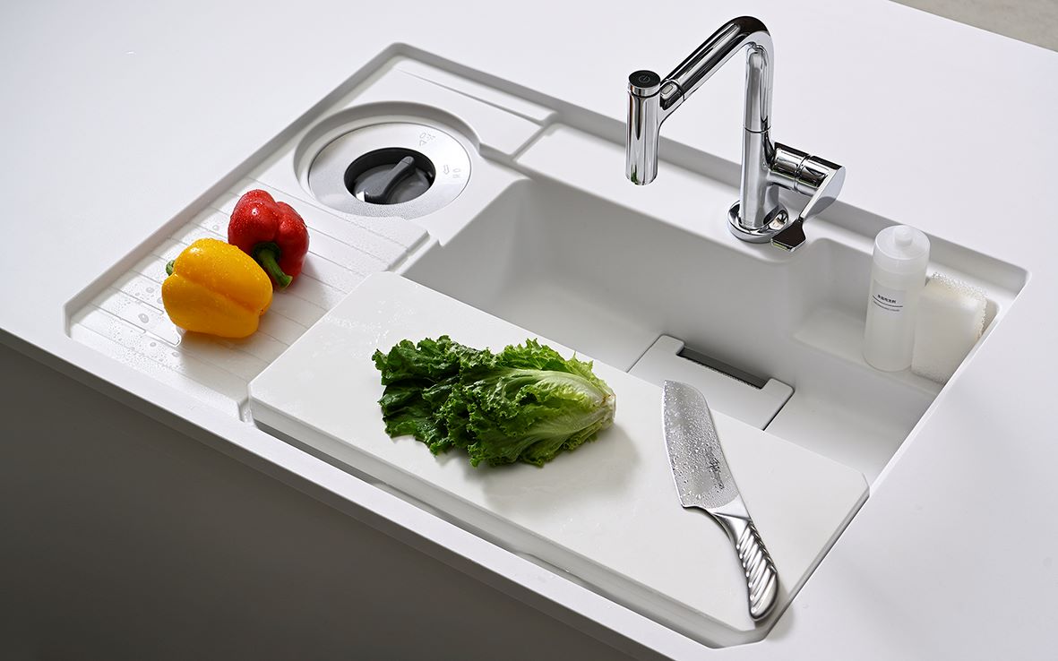 Chậu rửa bát 1 hố Yoshimoto 80 cm, đá cẩm thạch, nhập khẩu Nhật Bản - UHS820 - Ảnh 4