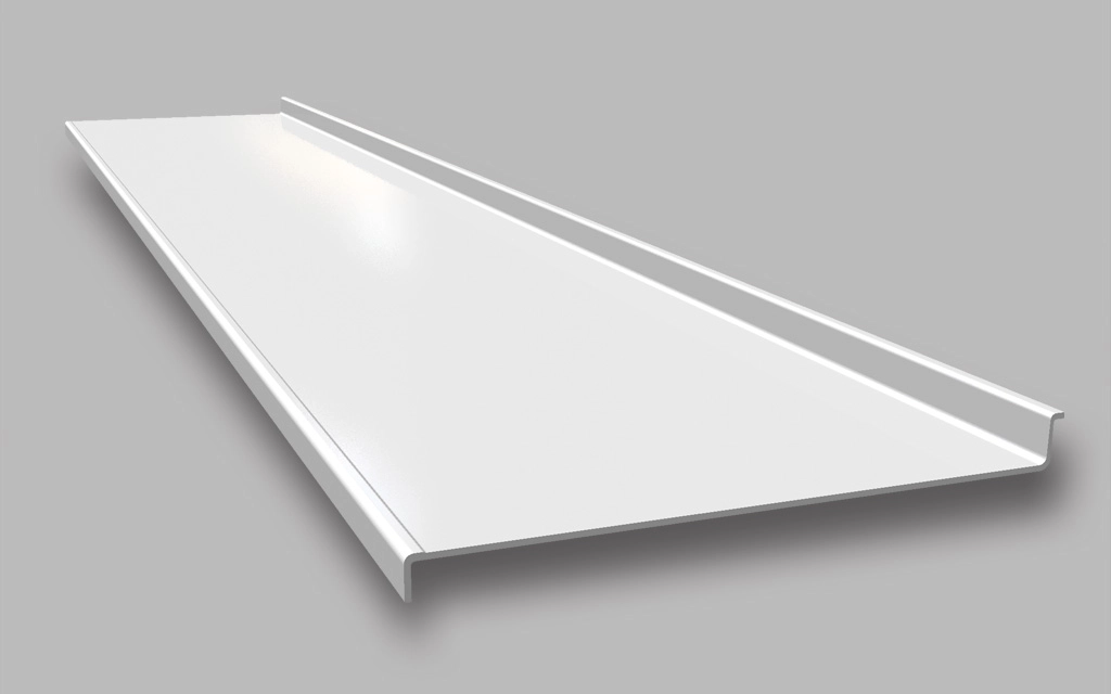 Đá mặt bếp chiều rộng 650mm, tích hợp gờ chống tràn phía trước và sau dạng bo tròn - EK