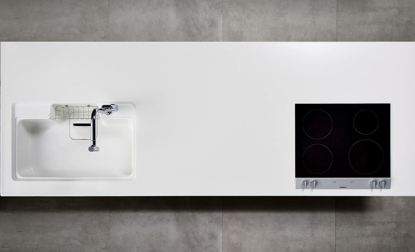 Đá mặt bếp khổ lớn chiều rộng 750mm/970, tích hợp gờ chống tràn 3 mặt dạng góc cạnh - YFB - Ảnh 3