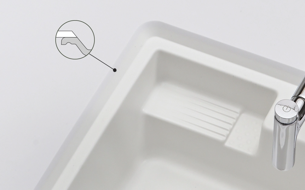 Đá mặt bếp khổ lớn chiều rộng 750mm/970, tích hợp gờ chống tràn 3 mặt dạng góc cạnh - YFB - Ảnh 4