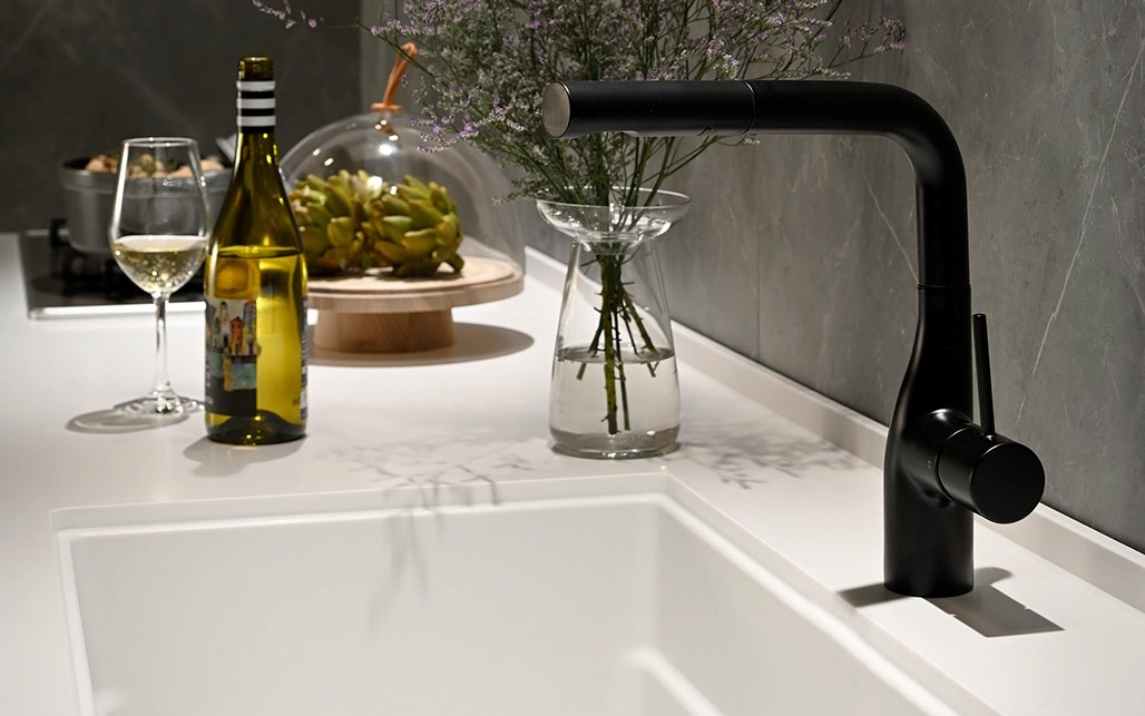 Đá mặt bếp chiều rộng 650mm, tích hợp gờ chống tràn phía trước và sau dạng góc cạnh - YX - Ảnh 5